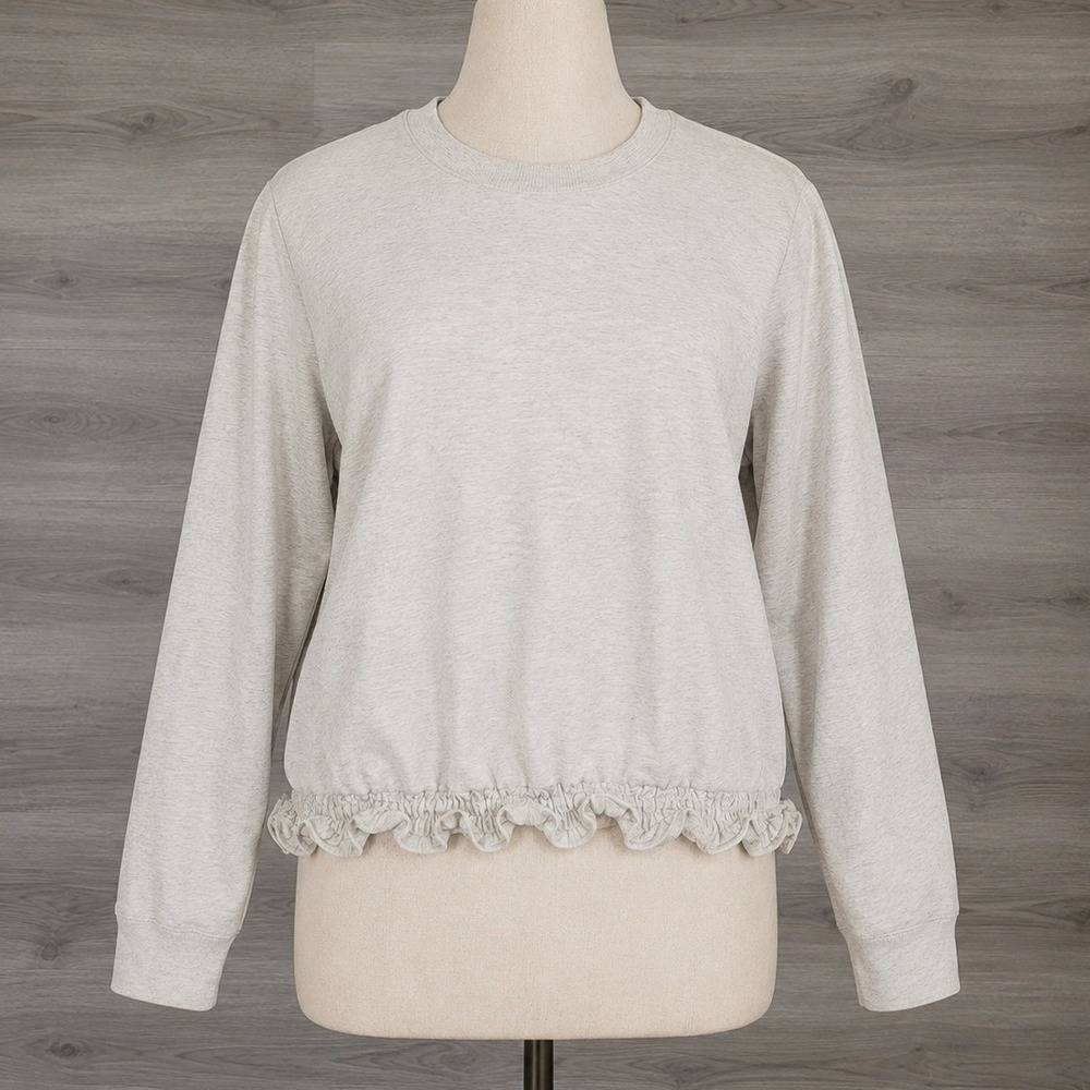 Michael Kors Womens XL Oatmeal Heather Ruffle Hem Sweatshirt Pullover Casual